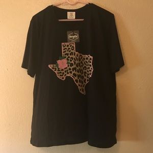 Black pink animal Texas TX Top Tee T-shirt